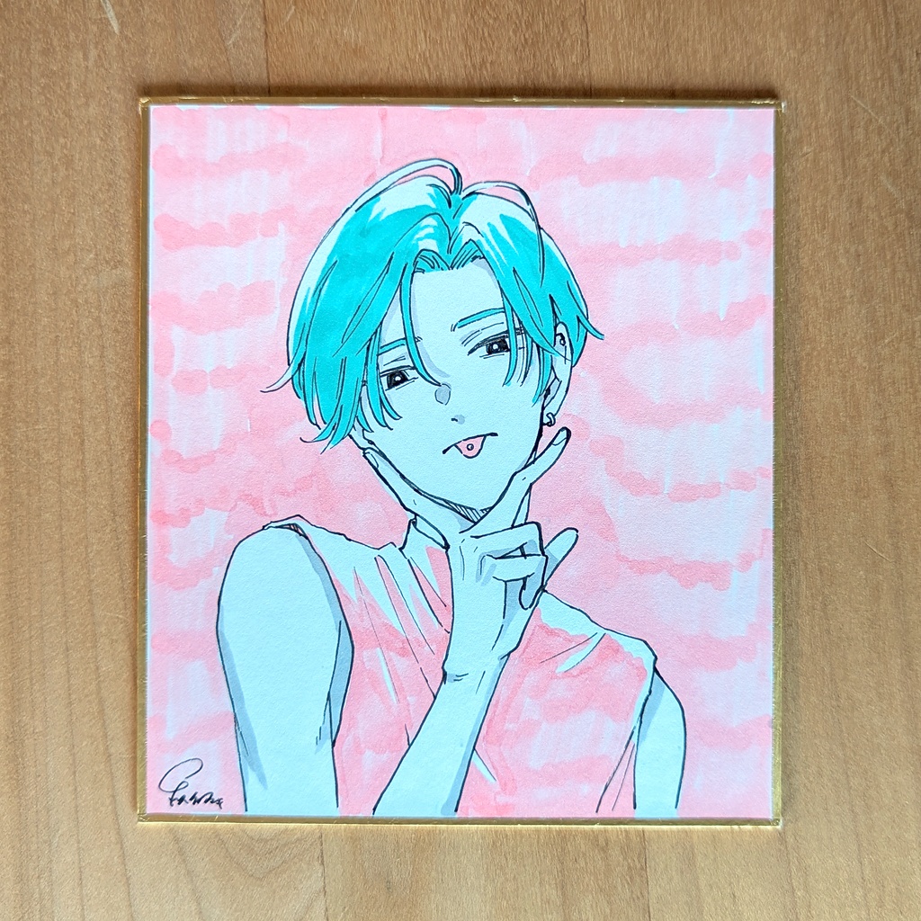 【原画ミニ色紙】#創作男子⑥(マーカー)