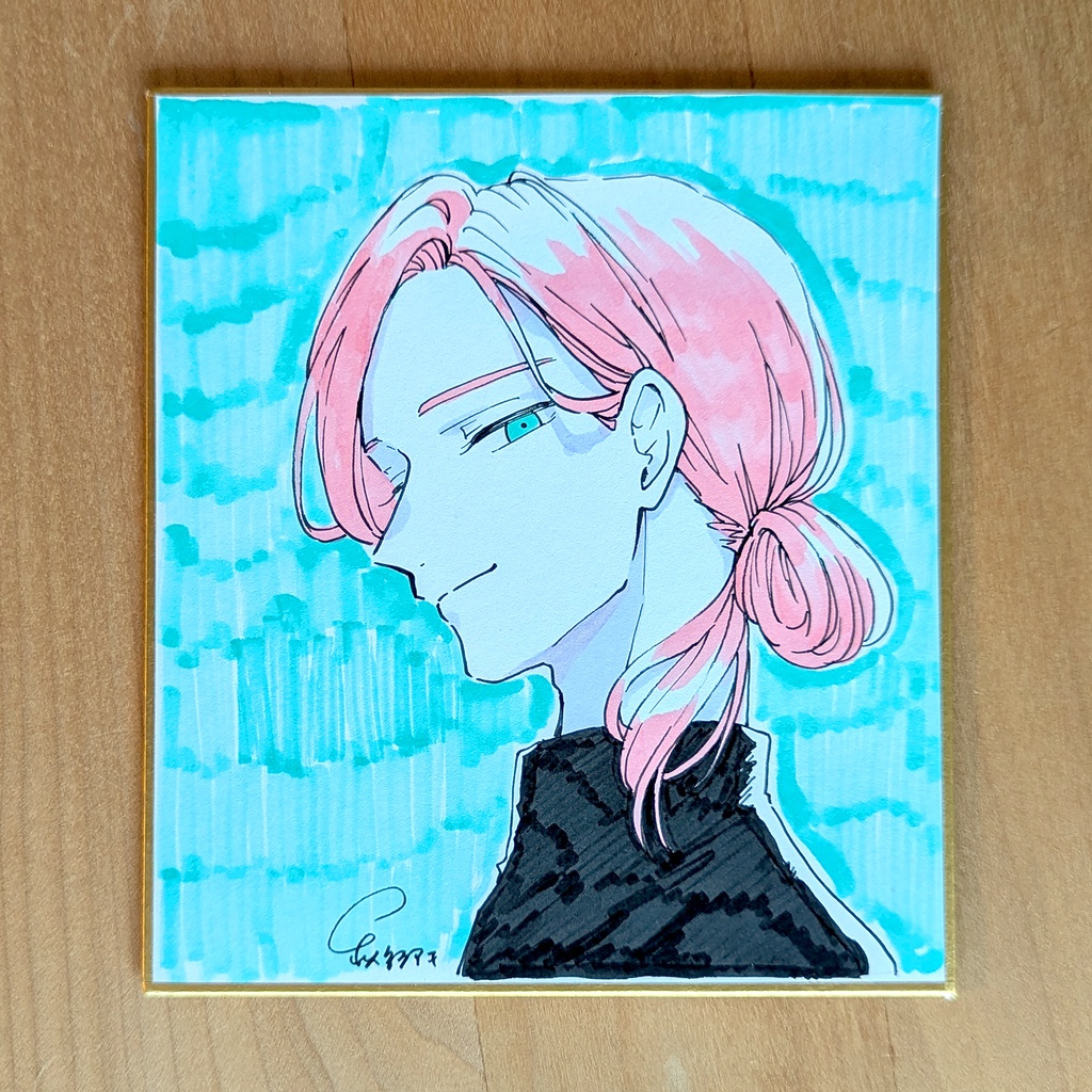 【原画ミニ色紙】#創作男子⑦（マーカー）