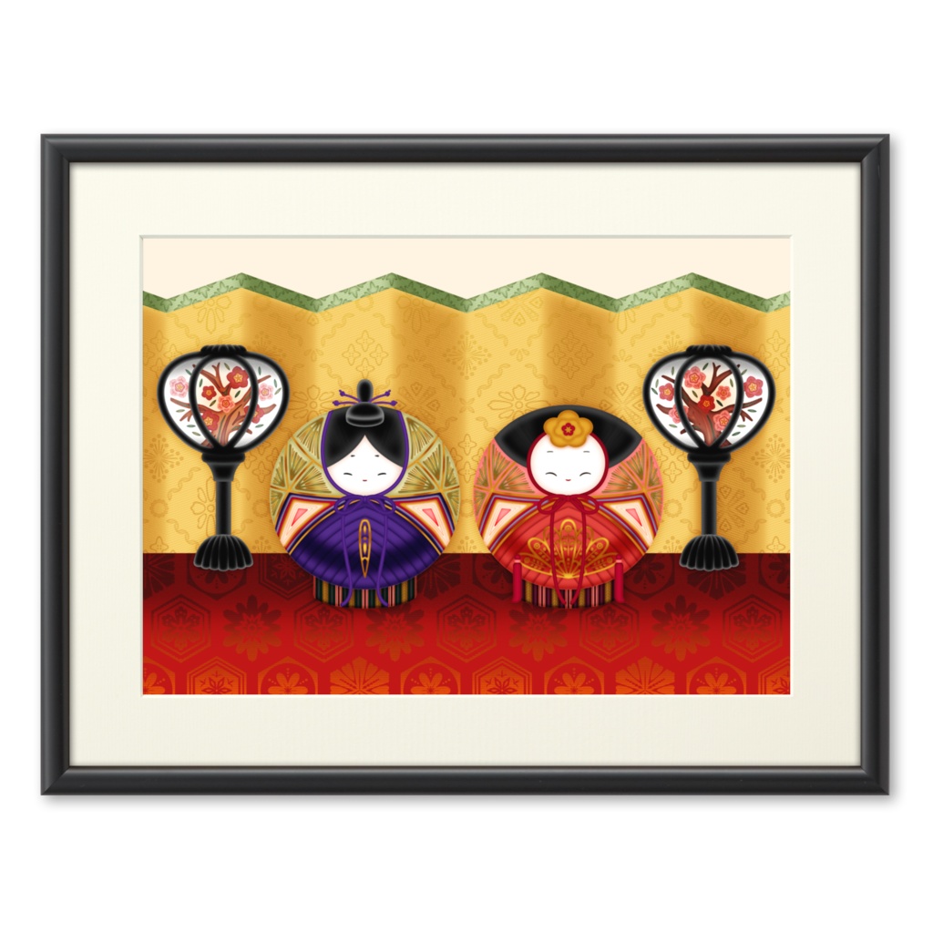 手鞠雛の額装複製画(プリモアート)