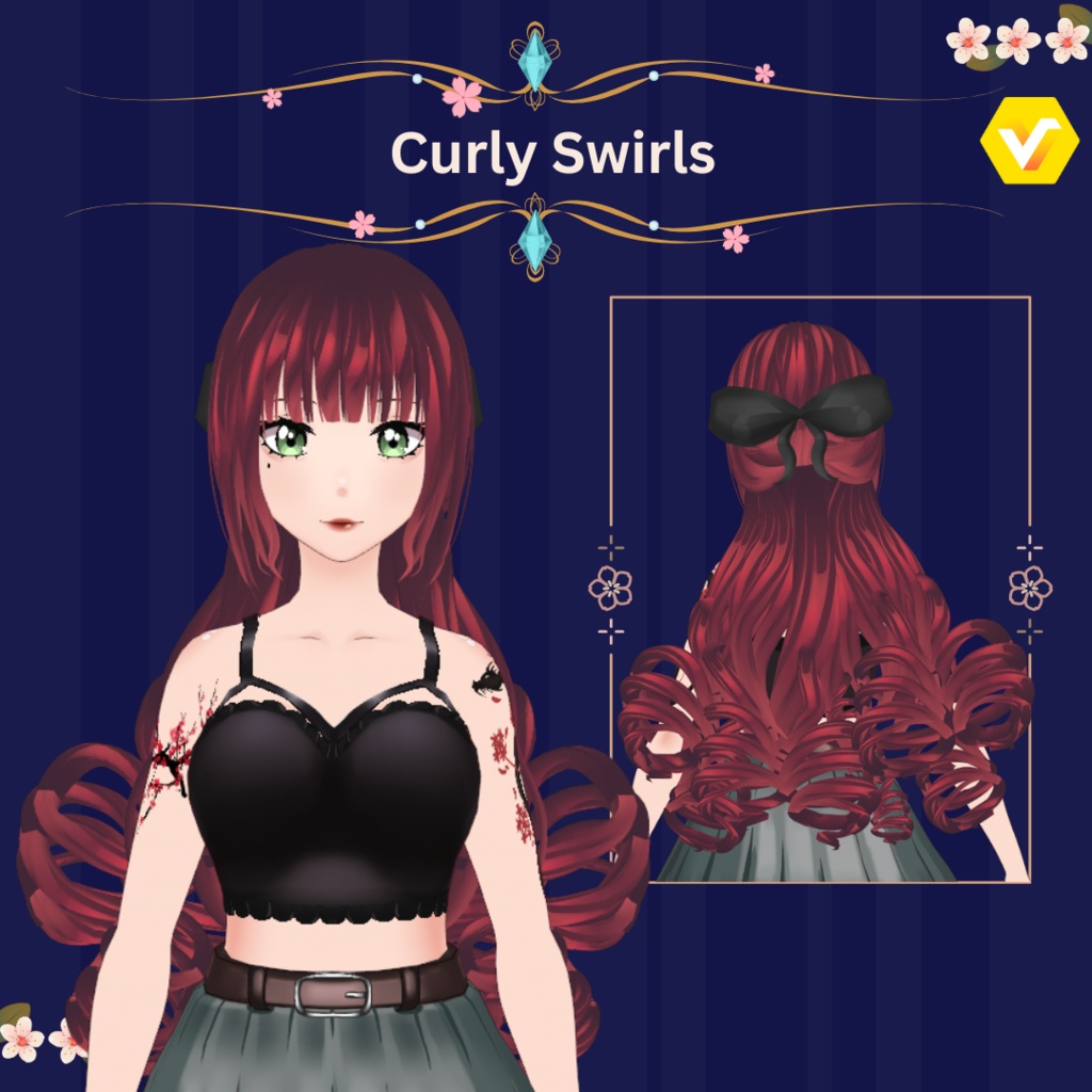 (vroid) Long Hair Swirls - ヴロイド