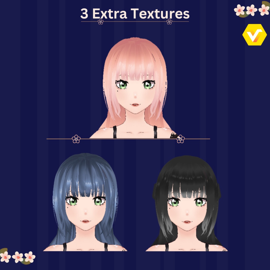 (vroid) Long Hair Swirls - ヴロイド