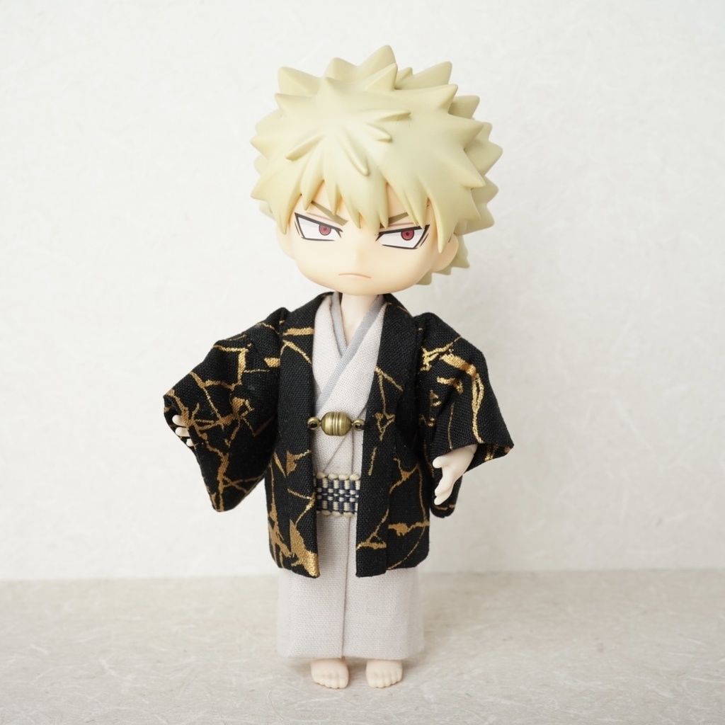 【羽織セット】氷割れ模様×ブラック