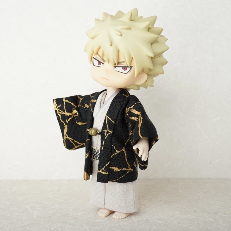 【羽織セット】氷割れ模様×ブラック