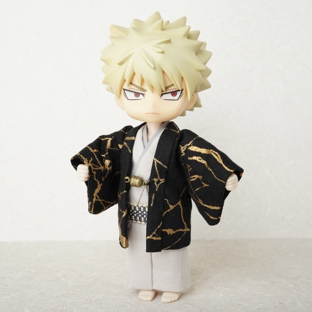 【羽織セット】氷割れ模様×ブラック