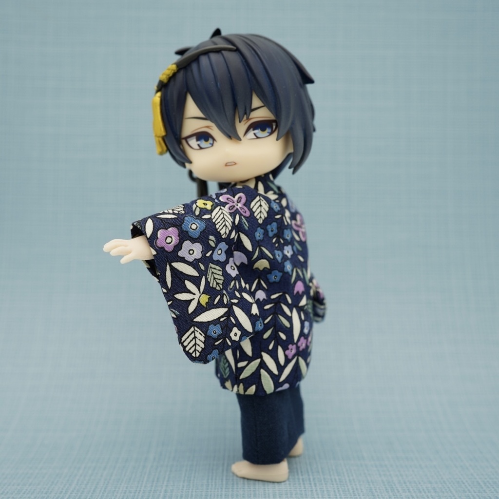 【羽織セット】花柄ポップ×ブルー