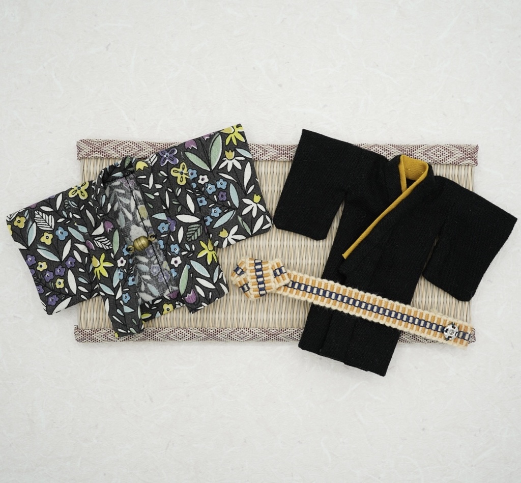 【羽織セット】花柄ポップ×ブラック