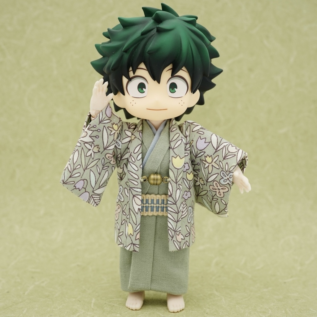 【羽織セット 花柄ポップ×グリーン】オビツ11サイズ・共用サイズ(身長調整サイズ対応可能)