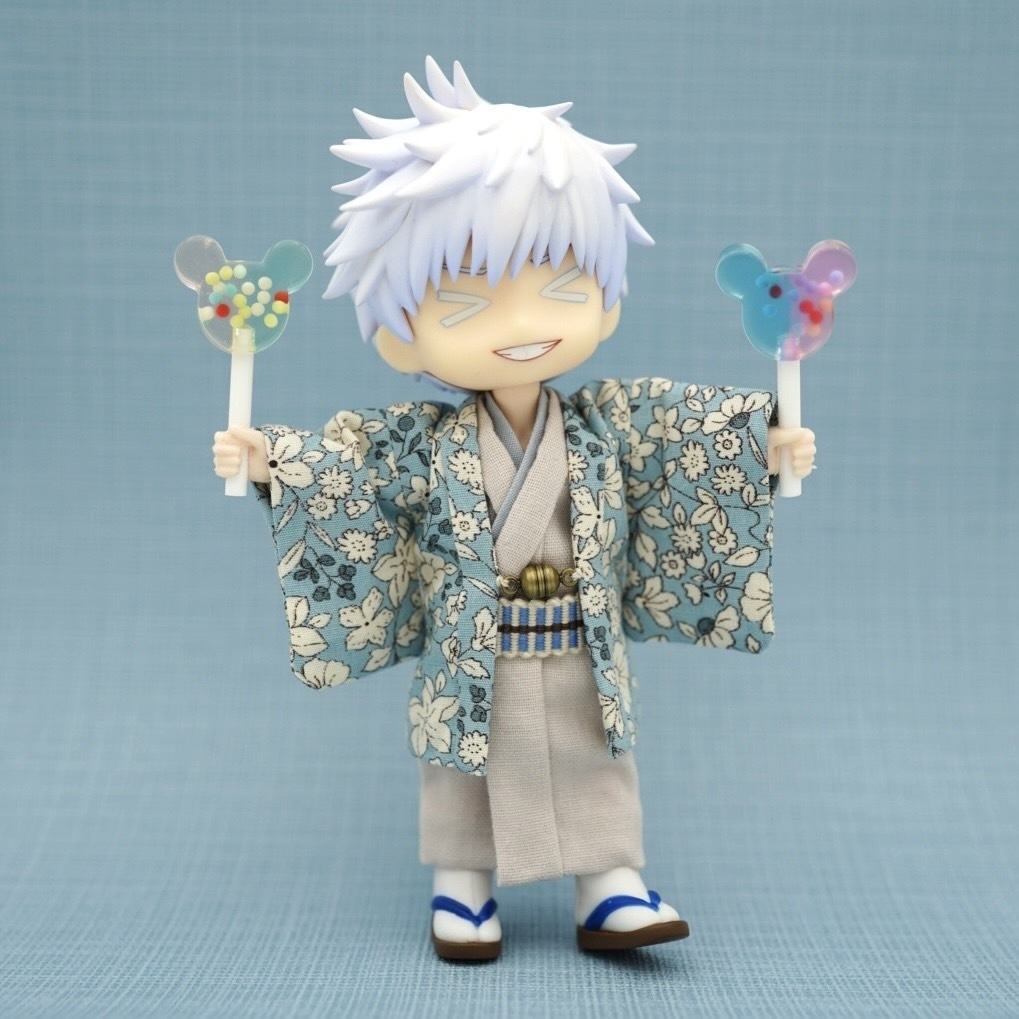 【羽織セット】ボタニカル柄×ライトブルー