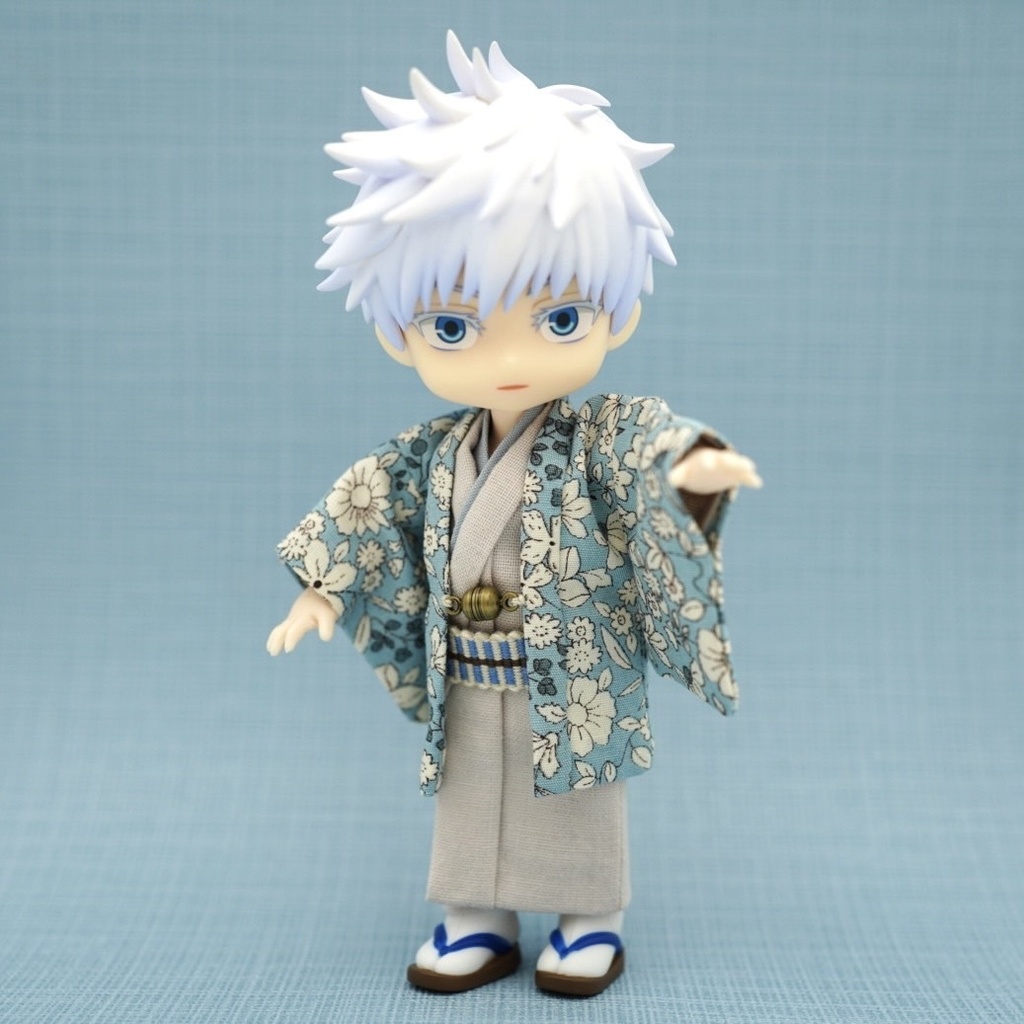 【羽織セット】ボタニカル柄×ライトブルー