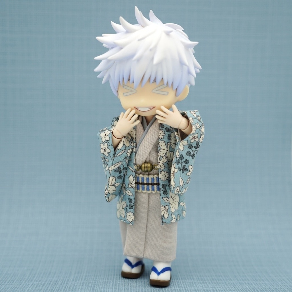 【羽織セット】ボタニカル柄×ライトブルー