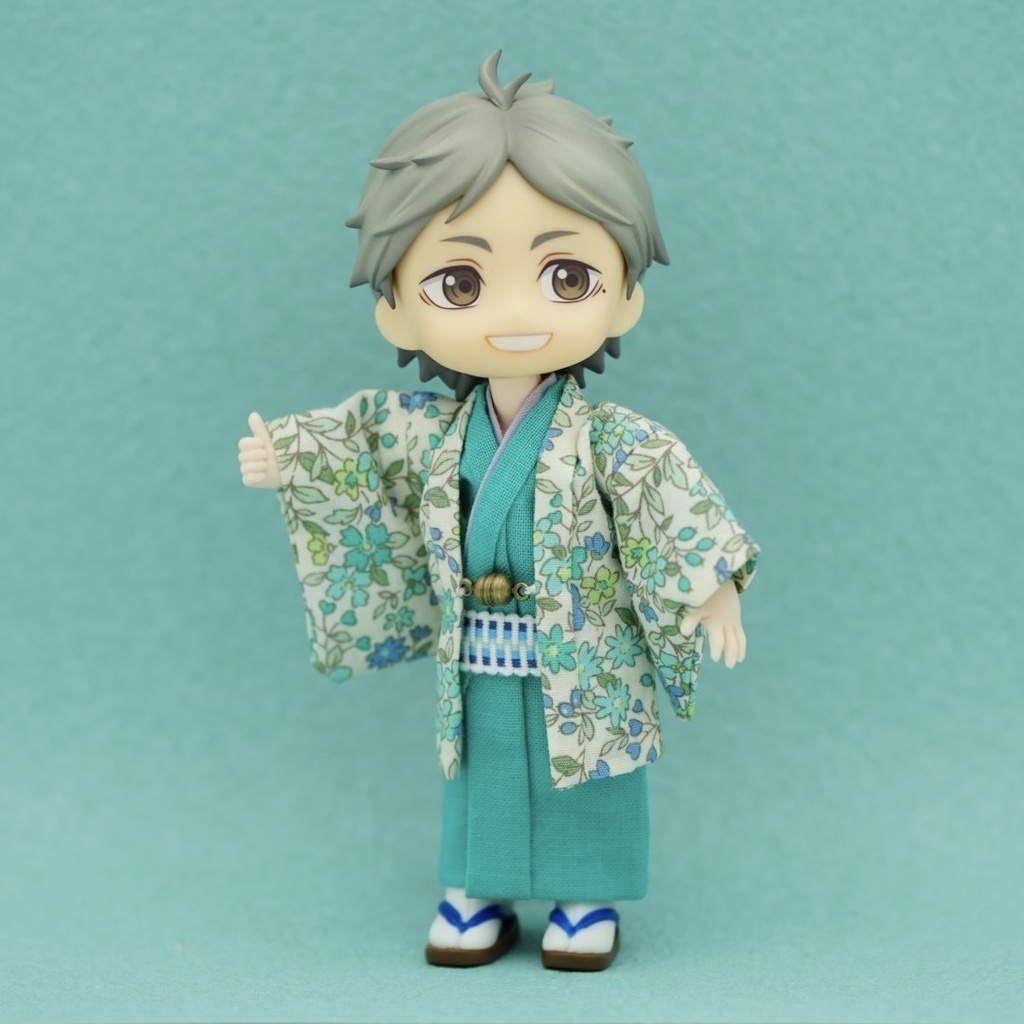 【羽織セット】フラワーフォレスト×エメラルドブルー