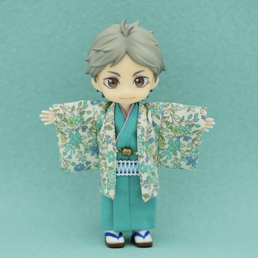 【羽織セット】フラワーフォレスト×エメラルドブルー