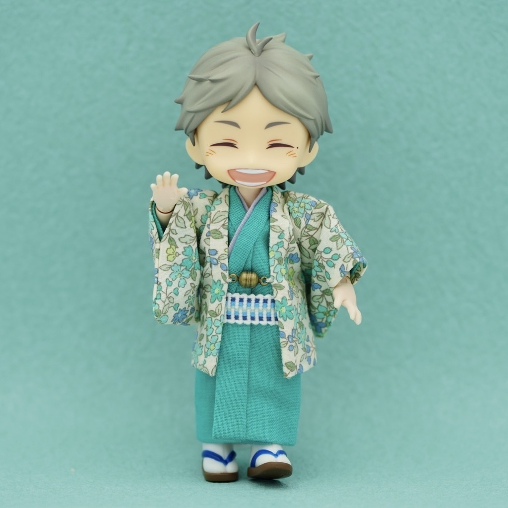 【羽織セット フラワーフォレスト×エメラルドブルー】オビツ11サイズ・共用サイズ(身長調整サイズ対応可能)