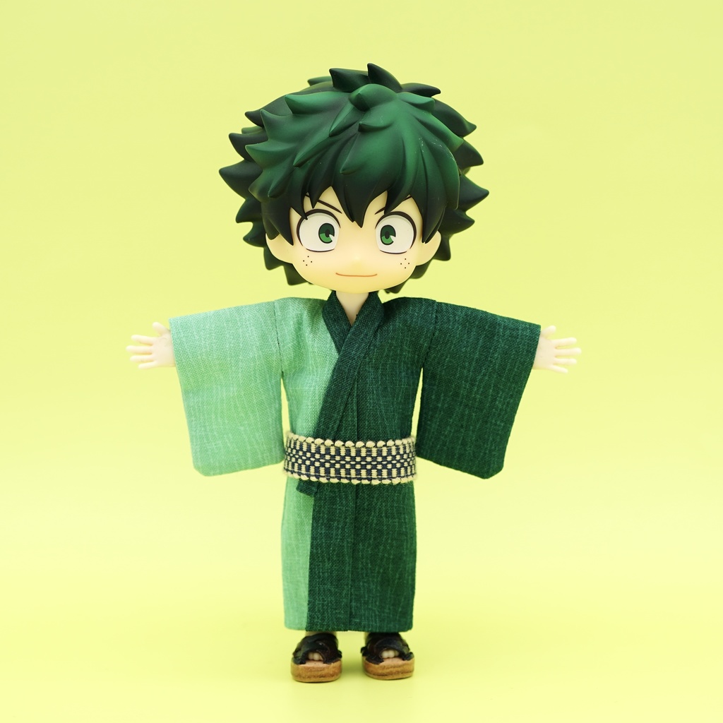 【浴衣セット】よろけ縞×グリーン