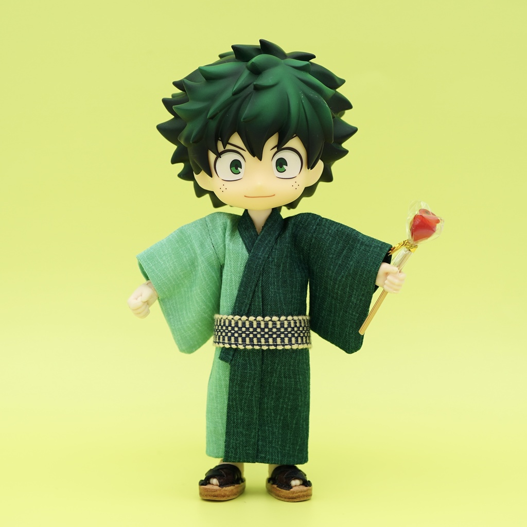 【浴衣セット】よろけ縞×グリーン