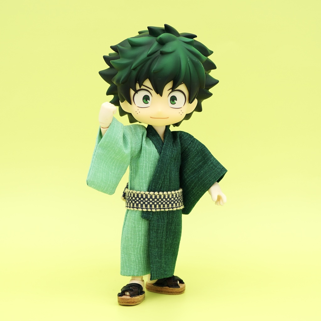 【浴衣セット】よろけ縞×グリーン