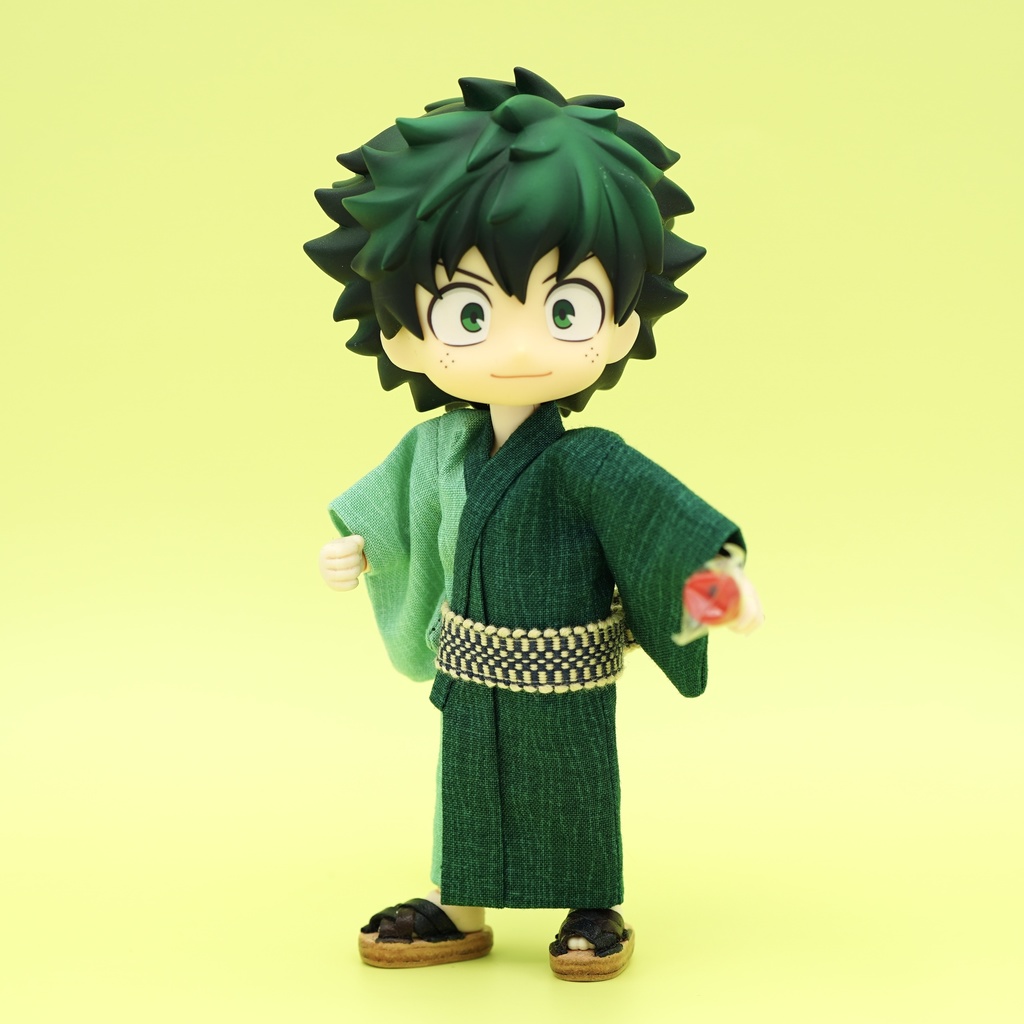 【浴衣セット】よろけ縞×グリーン