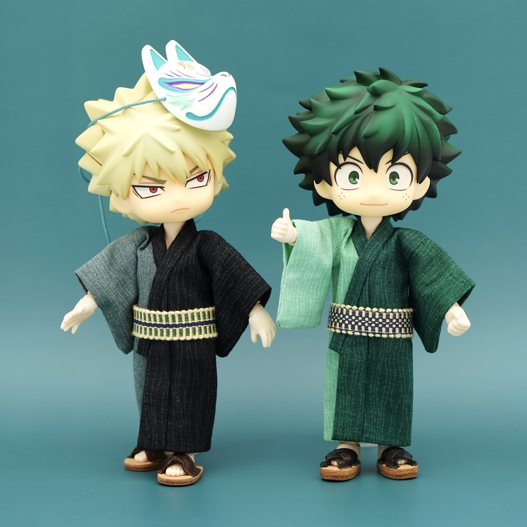 【浴衣セット】よろけ縞×グリーン