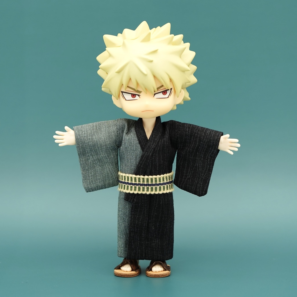 【浴衣】よろけ縞×ブラック