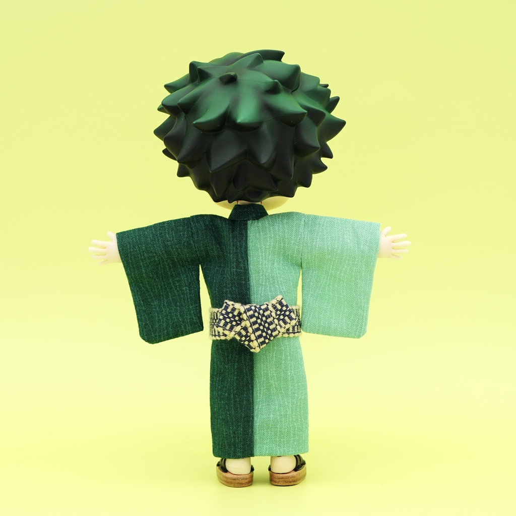 【浴衣】よろけ縞×グリーン