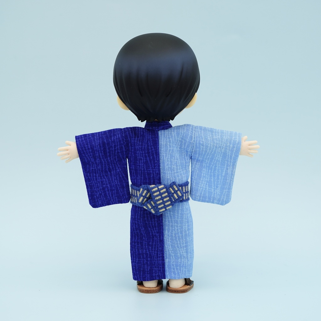 【浴衣】よろけ縞×ブルー