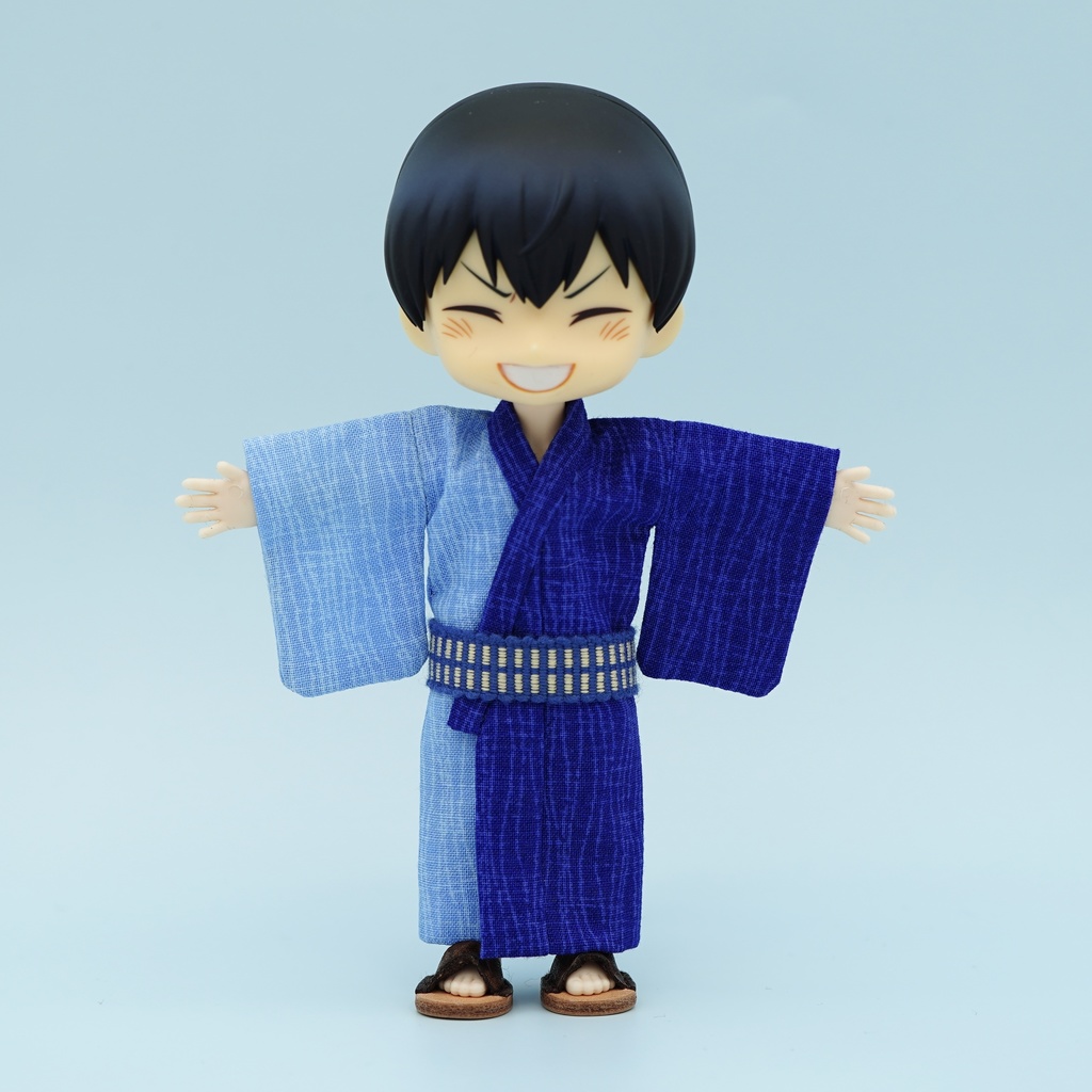 【浴衣】よろけ縞×ブルー