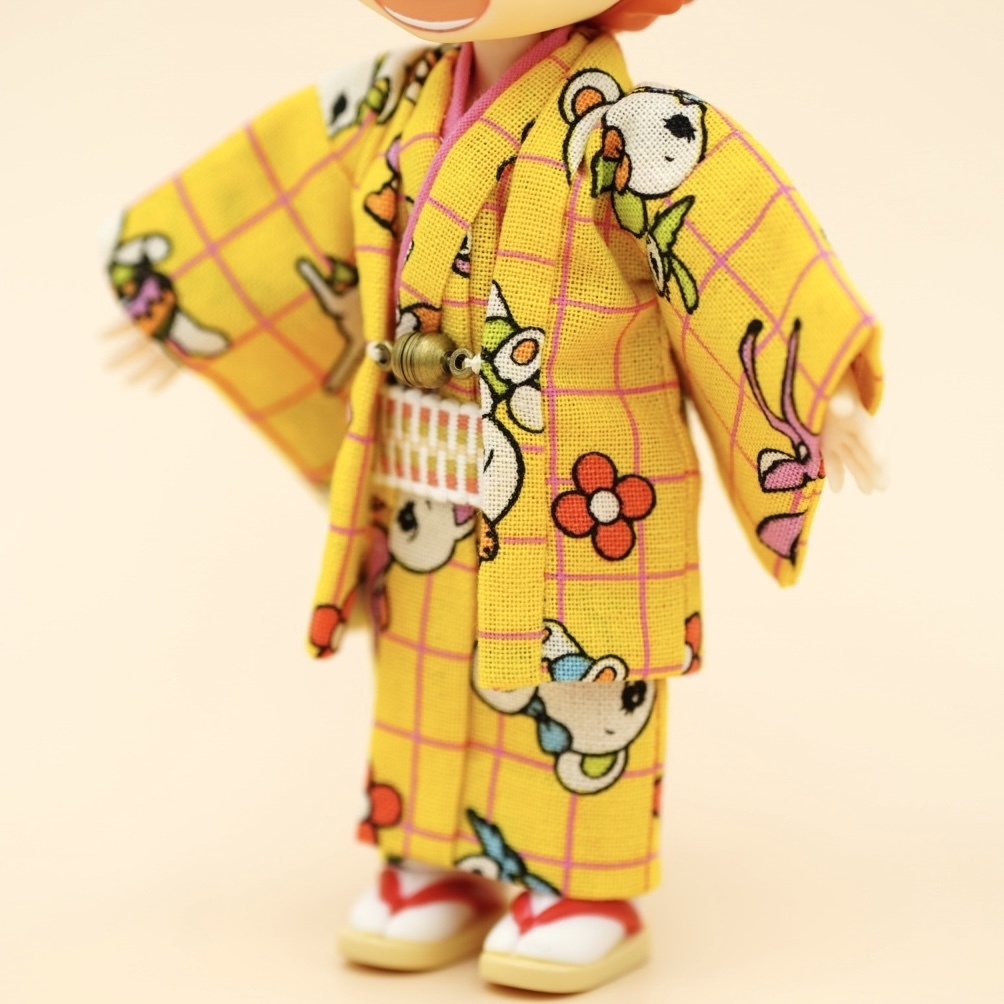 【羽織セット】レトロアニマル×イエロー