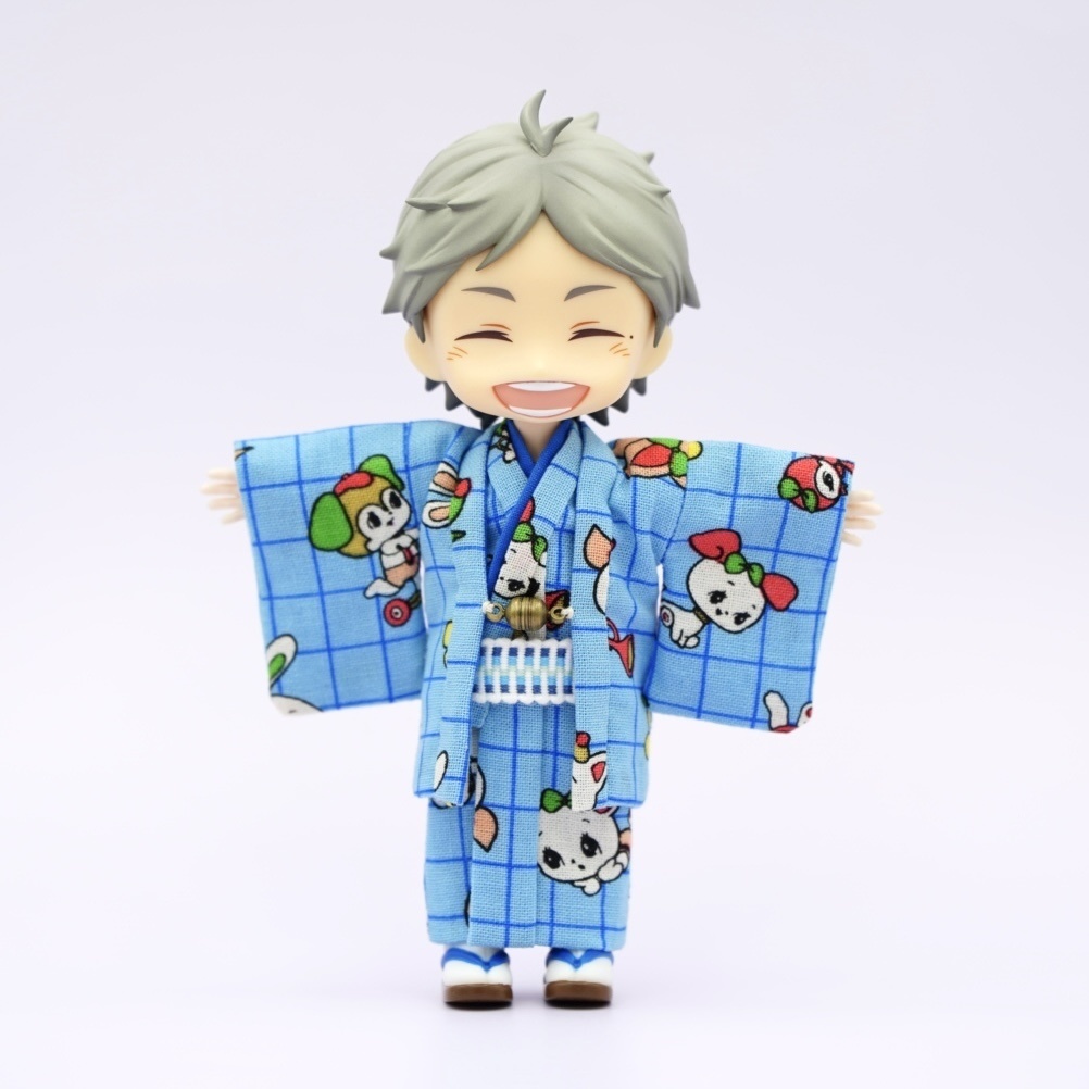 【羽織セット】レトロアニマル×ライトブルー