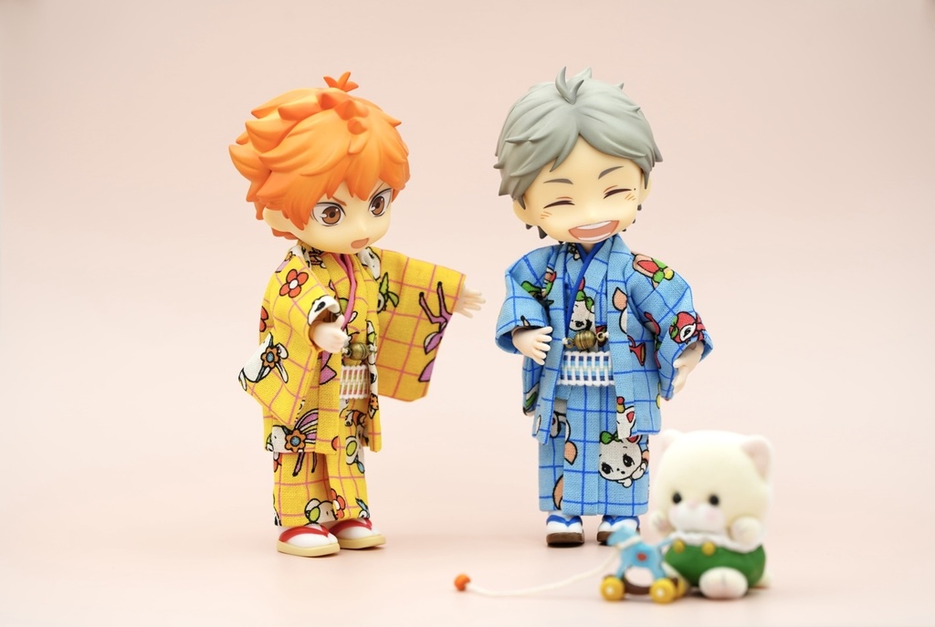 【羽織セット】レトロアニマル×ライトブルー