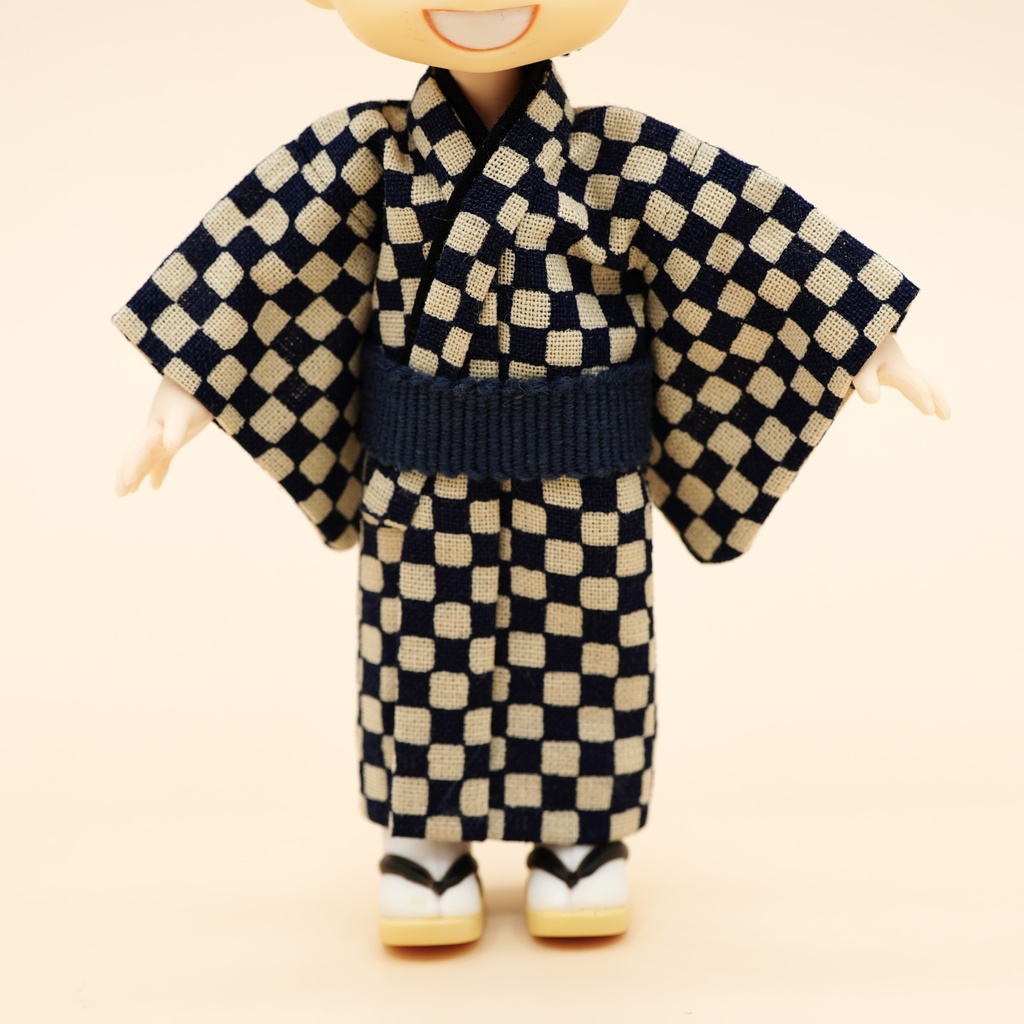 【着物】ネイビー×市松