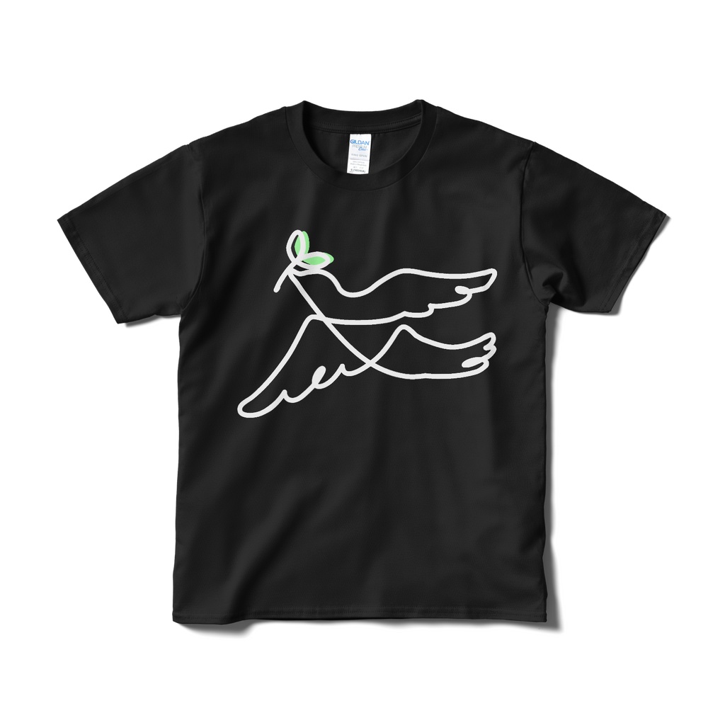 鳩のTシャツブラック