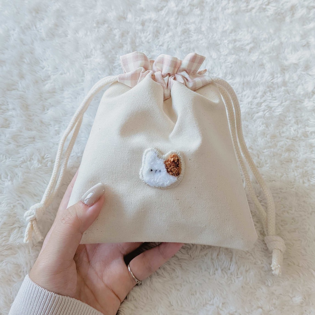 ☕️ よそみねこさん 刺繍 ポーチ 🤎