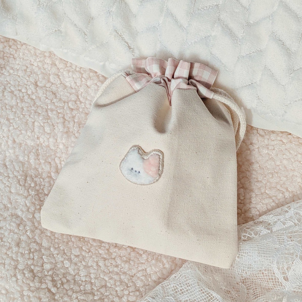 🐈 パステルピンクねこさん 刺繍ポーチ 💓