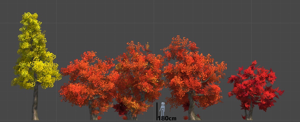 【Unity専用】VRChat対応 秋の樹木セット