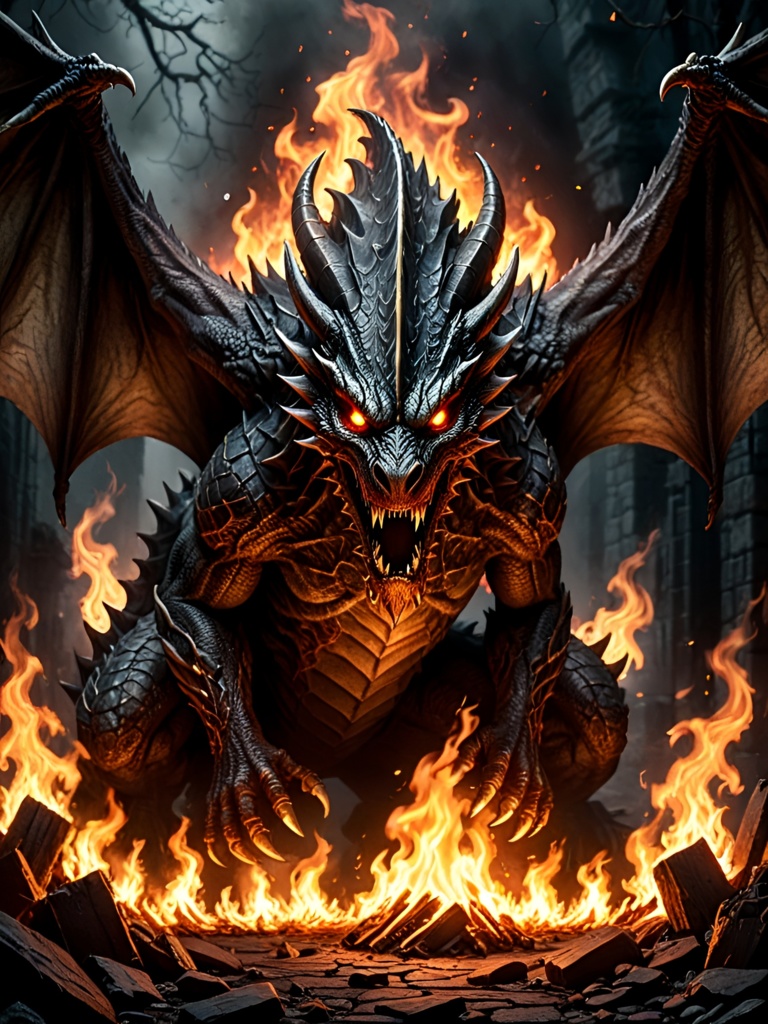 焔を纏ったドラゴン