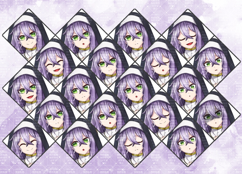 立ち絵素材 思慮深そうなシスター【TRPG・ゲーム】