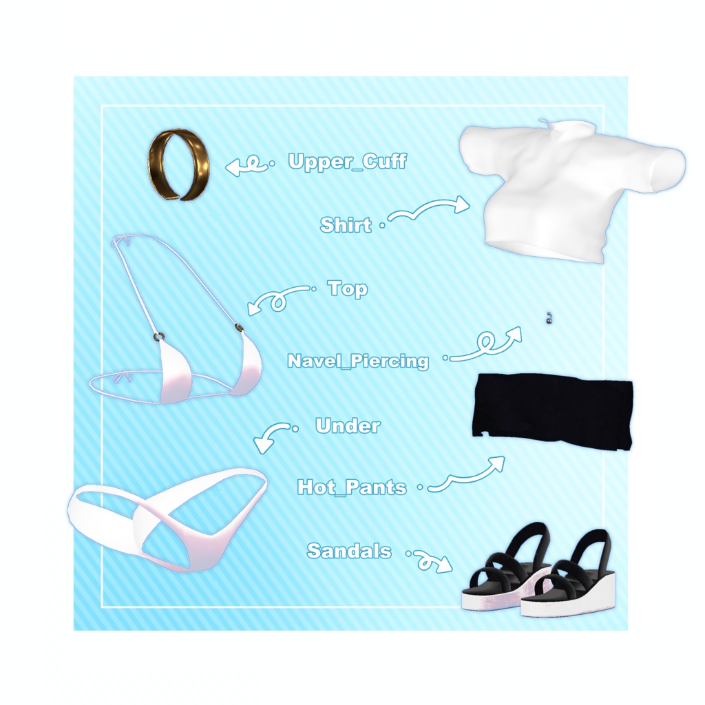 【VRChat】ビキニ+シャツ【複数アバター対応】