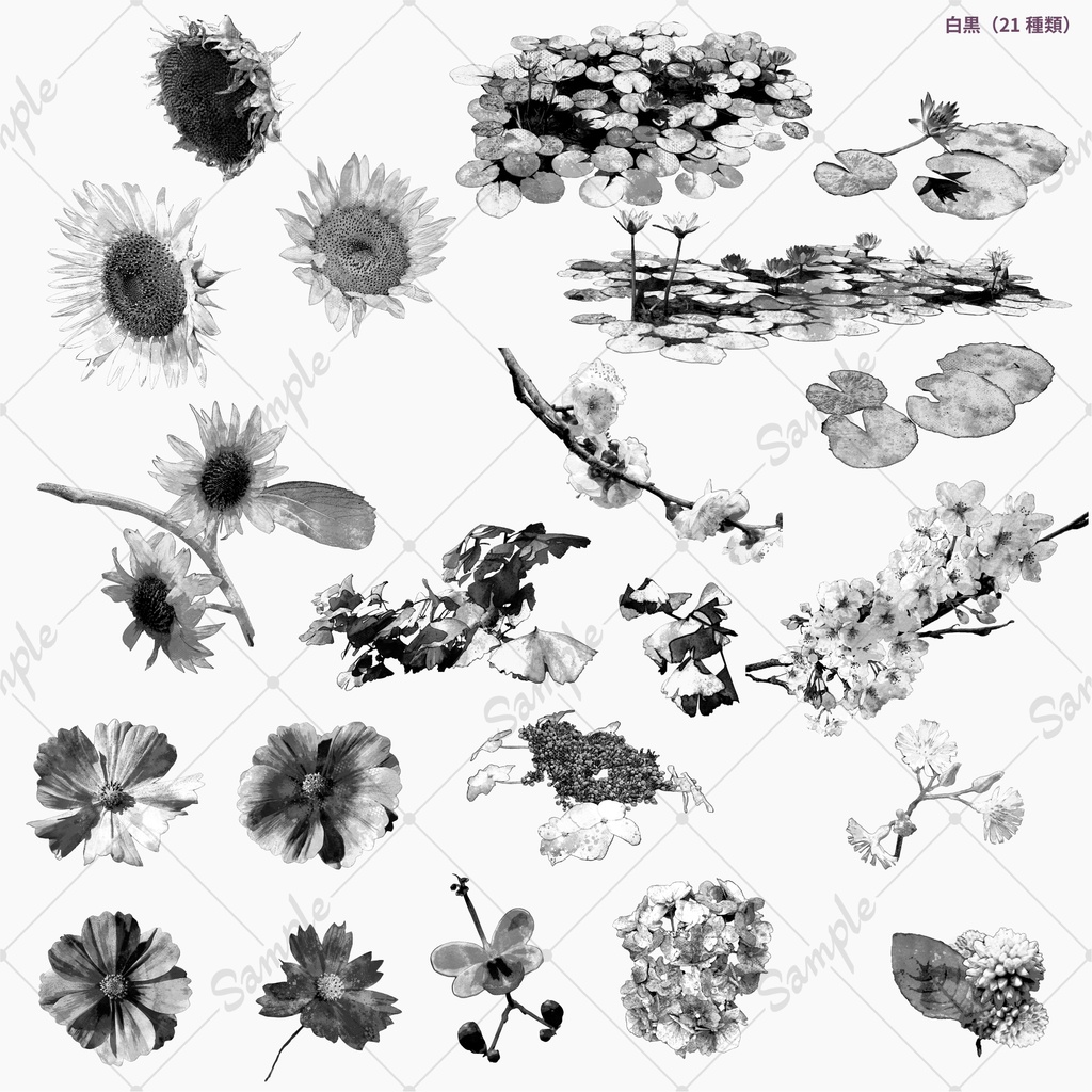 水彩風花素材集