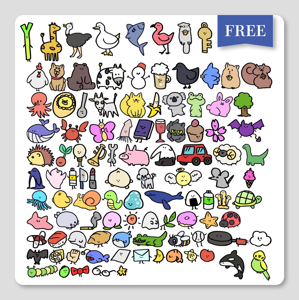 【無料】KPアイコンとかに使えるゆるいキャラクター(105種)