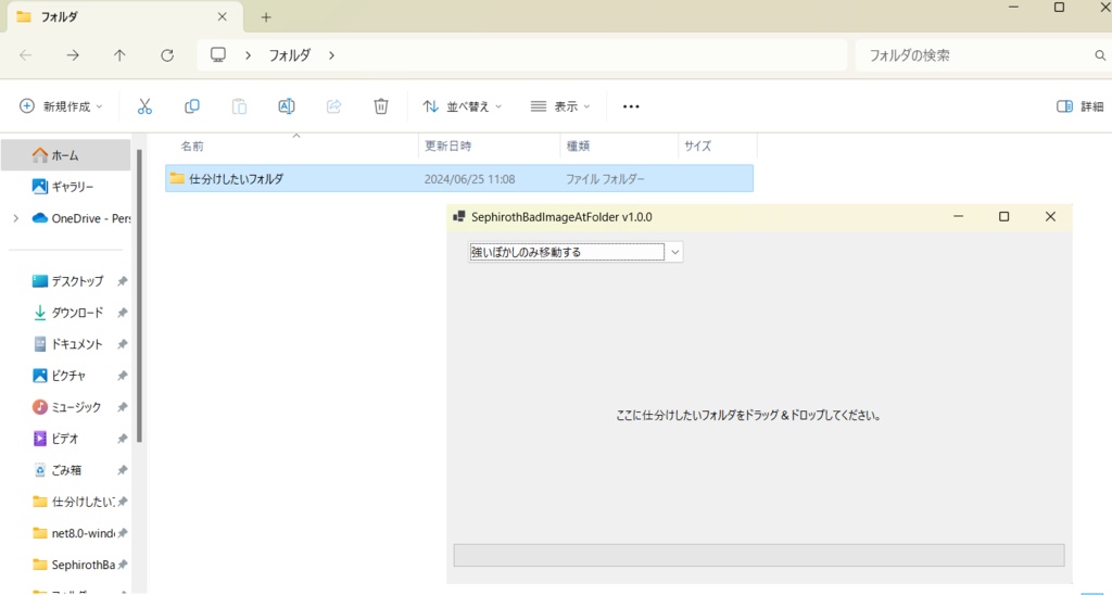 ピンボケしている画像があれば、そこに Bad フォルダを作成して移動する Windows アプリケーション