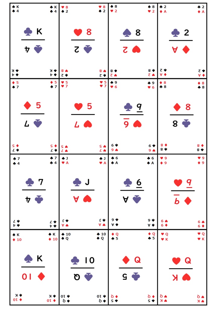 【印刷用】ツーフェイス・トランプ ver2|戦略性 2 倍の 2 面トランプ!