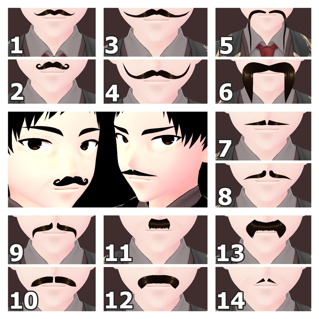 Moustache 14 PACK