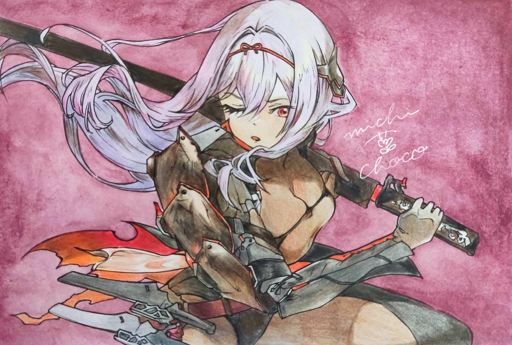 勝利の女神:NIKKE】紅蓮:ブラックシャドウ 原画 - 道草の駅「ちょこ 