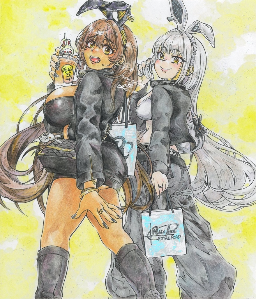 【勝利の女神:NIKKE】ブラン＆ノワール 色紙原画