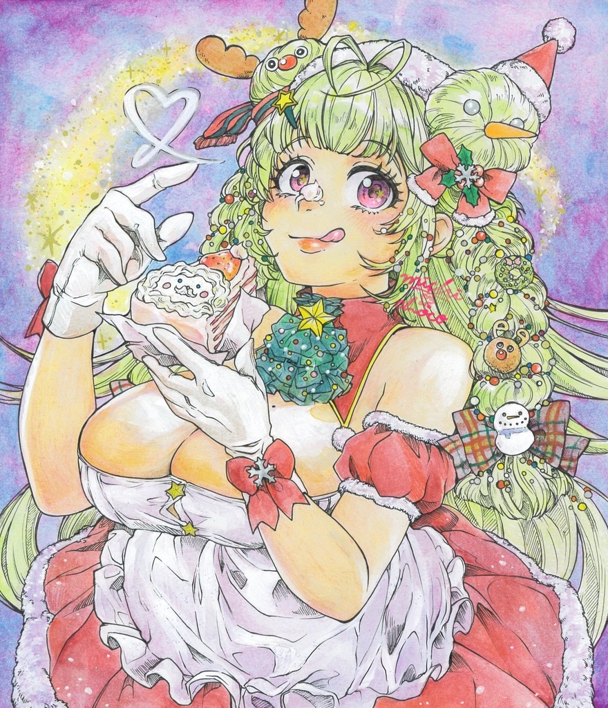 【勝利の女神:NIKKE】ソーダ×クリスマス 色紙原画