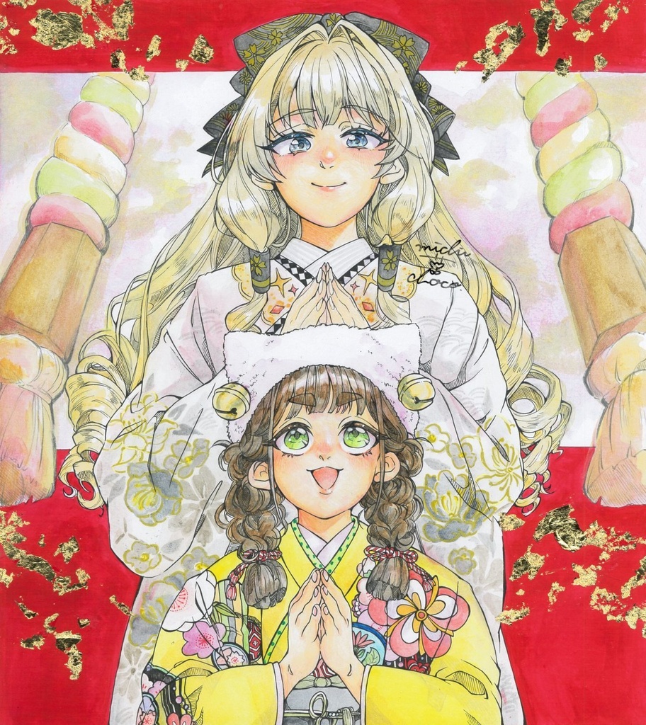 【勝利の女神:NIKKE】クラウン&チャイム×御正月 大色紙原画