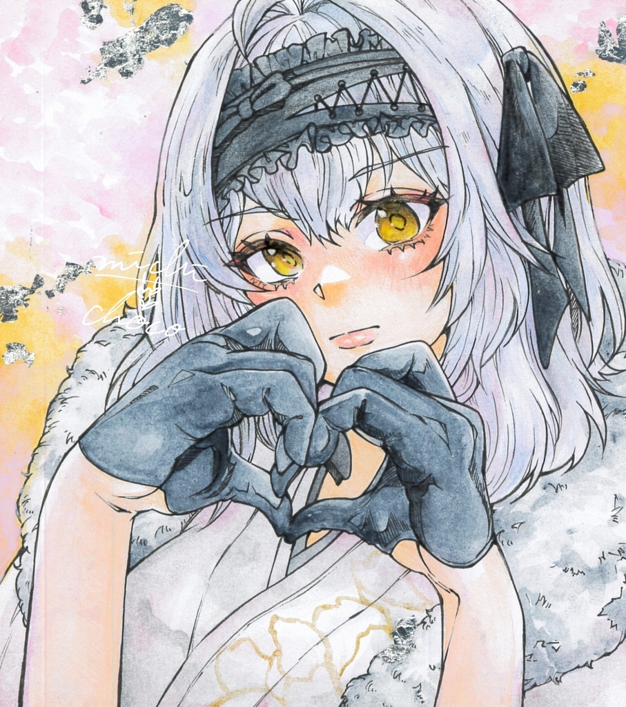 【勝利の女神:NIKKE】スノーホワイト 小色紙原画