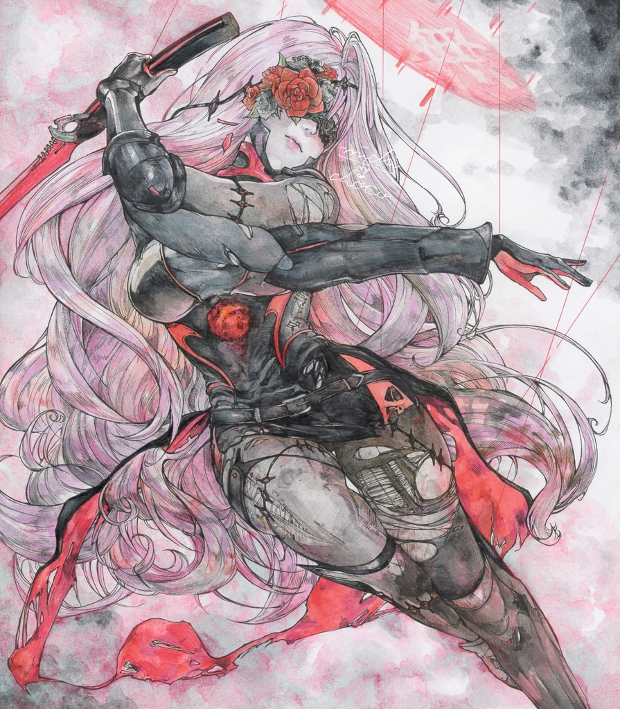 【勝利の女神:NIKKE】薔花 大色紙原画