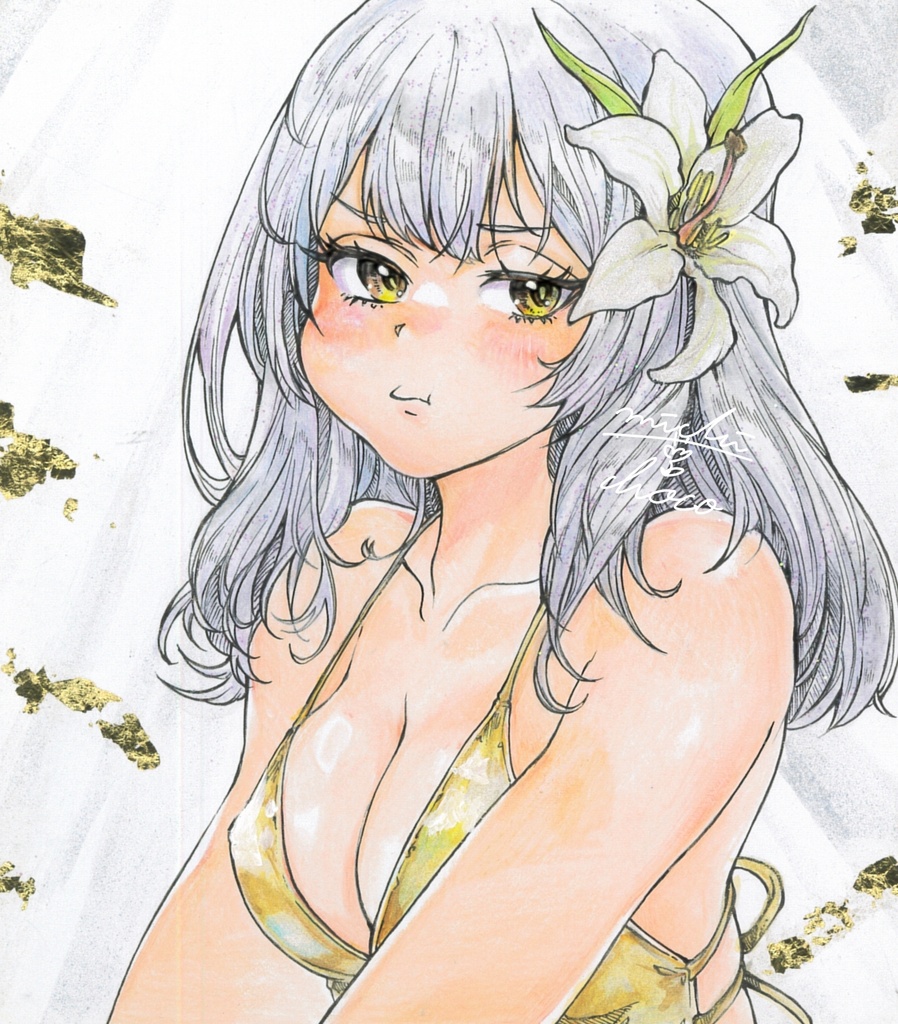 【勝利の女神:NIKKE】スノーホワイト 小色紙原画