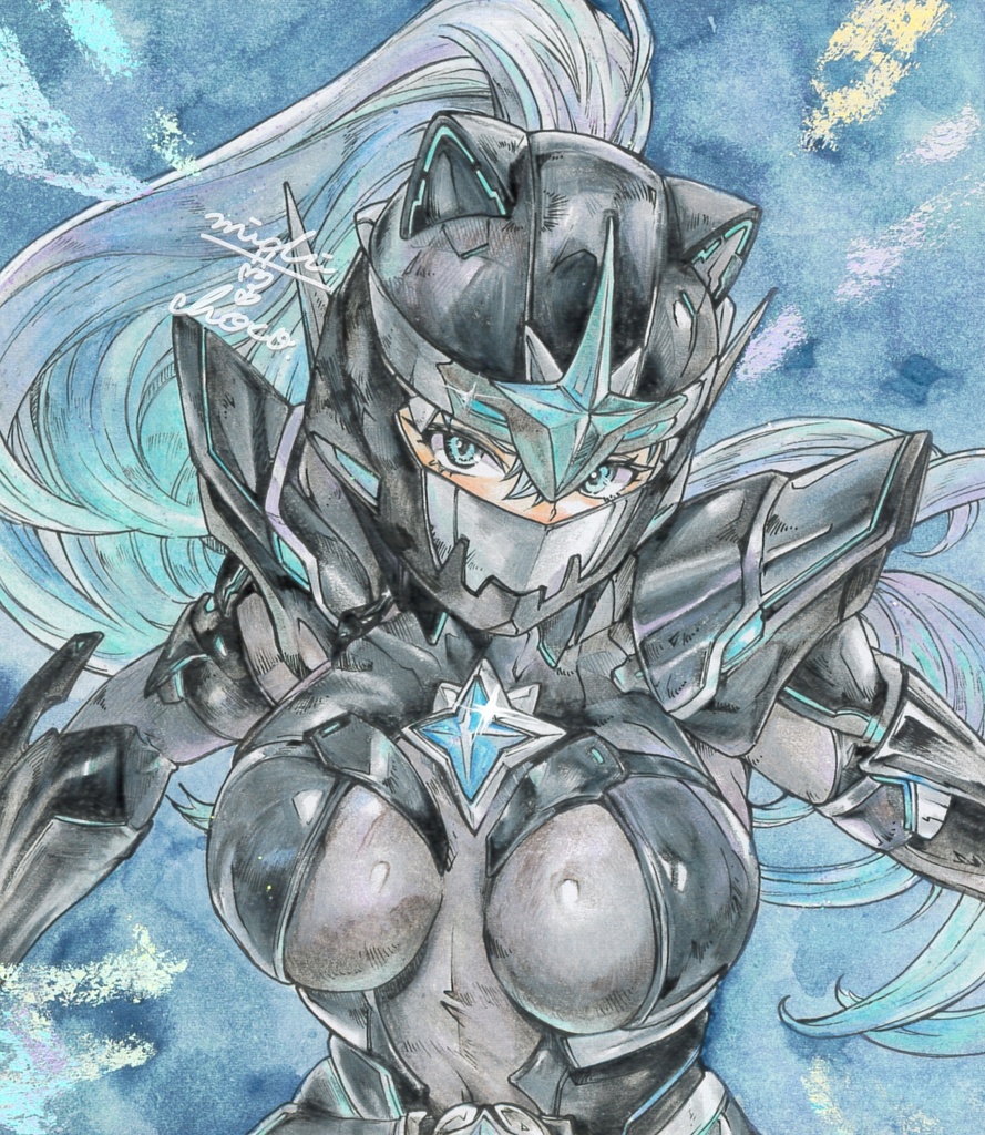 【勝利の女神:NIKKE】アークレンジャー・ブラック 小色紙原画